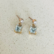 Load image into Gallery viewer, 14k Aquamarine & Diamond Earrings