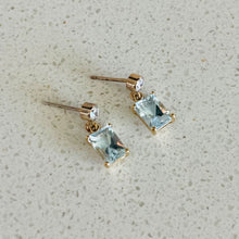 Load image into Gallery viewer, 14k Aquamarine & Diamond Earrings