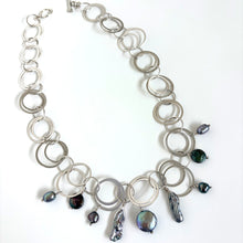 Load image into Gallery viewer, Vintage Sterling Silver Handmade Multi-Link Necklace with Pearls