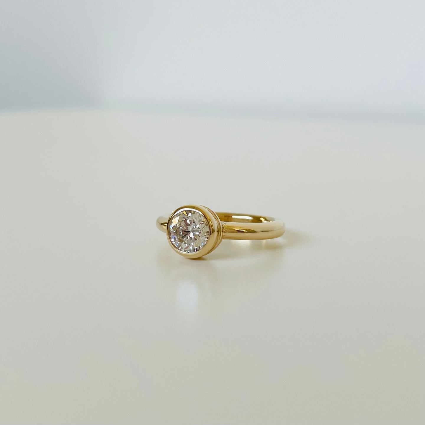 14k Diamond Bezel Ring