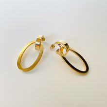 Load image into Gallery viewer, 14k Oval Door Knocker Earrings