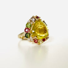 Load image into Gallery viewer, 14k Lemon Quartz, Diamond & Gemstone Cocktail Ring