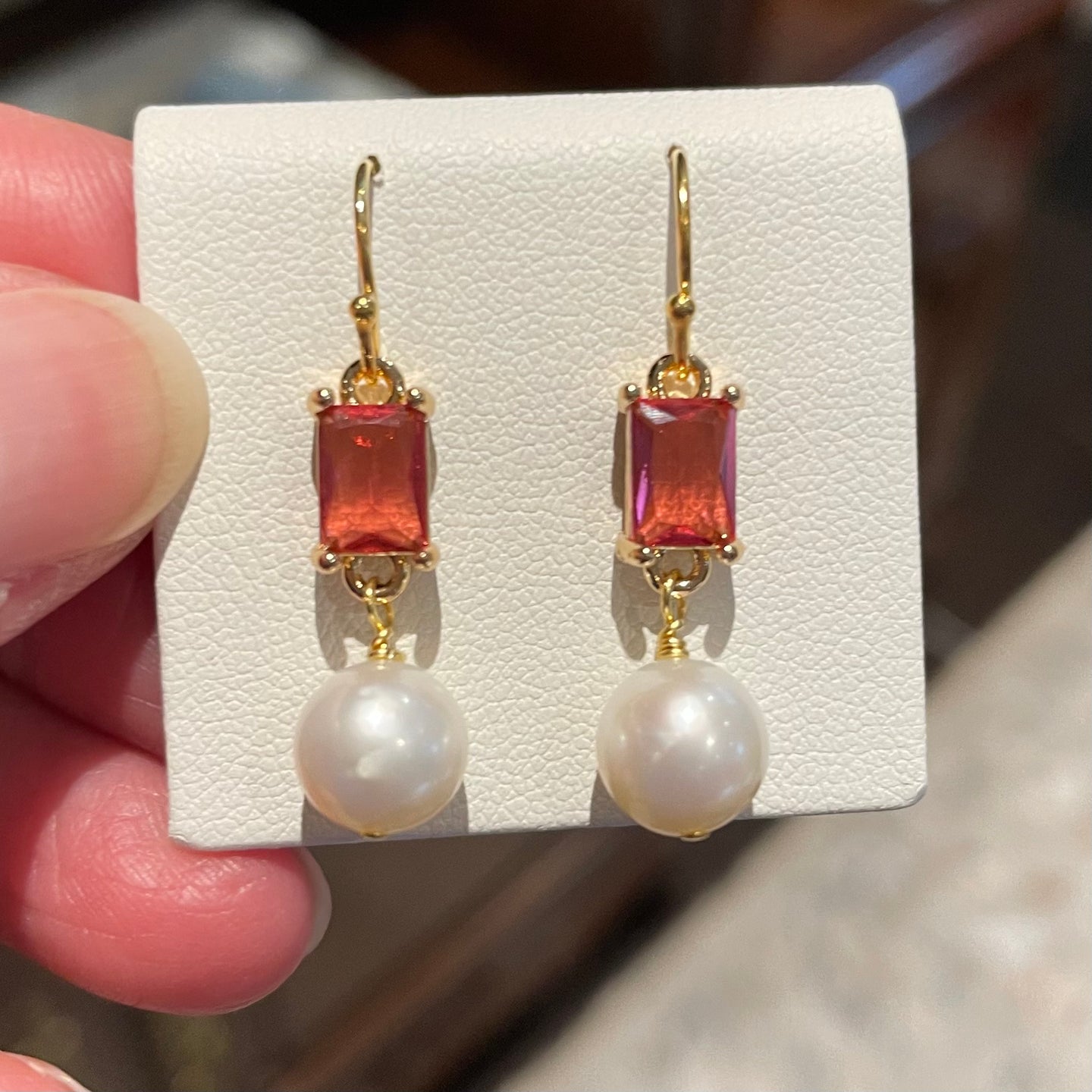 Pearl & Rose Crystal Earrings