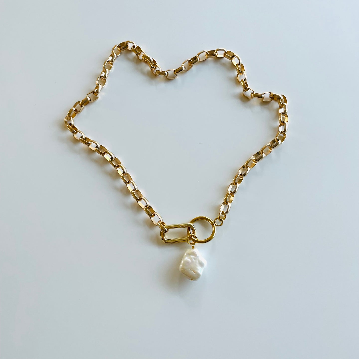 Large Baroque Pearl Clip Chain