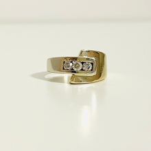 Load image into Gallery viewer, 14k Vintage White & Yellow Gold & Diamond Men's Ring