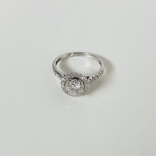 Load image into Gallery viewer, 14k Vintage White Gold & Diamond Halo Engagement Ring