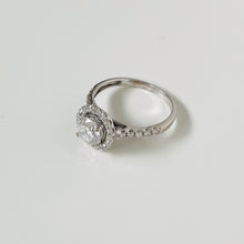 Load image into Gallery viewer, 14k Vintage White Gold & Diamond Halo Engagement Ring