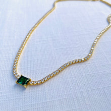 Load image into Gallery viewer, Tennis Necklace with Emerald Crystal
