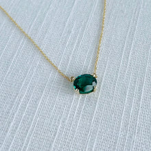Load image into Gallery viewer, 10K Forthright Oval Synthetic Emerald Necklace

