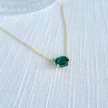 Load image into Gallery viewer, 10K Forthright Oval Synthetic Emerald Necklace