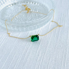 Load image into Gallery viewer, 10K Forthright Emerald Cut Synthetic Emerald Necklace