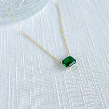 Load image into Gallery viewer, 10K Forthright Emerald Cut Synthetic Emerald Necklace