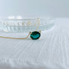 Load image into Gallery viewer, 10K Forthright Oval Synthetic Emerald Necklace