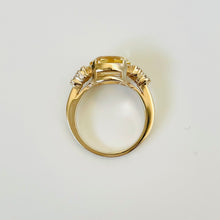 Load image into Gallery viewer, 14k Millegrain Citrine & Diamond Ring