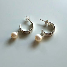 Load image into Gallery viewer, Michelle Sterling Silver Triple Hoops with Pearls