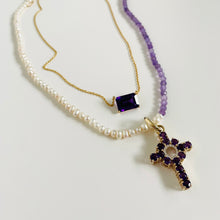 Load image into Gallery viewer, 10k Pearl & Gemstone Necklace