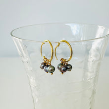 Load image into Gallery viewer, ZZ - Discontinued - Kiana Grey Pearl Hoops

