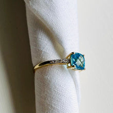 Load image into Gallery viewer, 14K Blue Topaz & Diamond Ring
