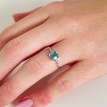 Load image into Gallery viewer, 14K Blue Topaz & Diamond Ring