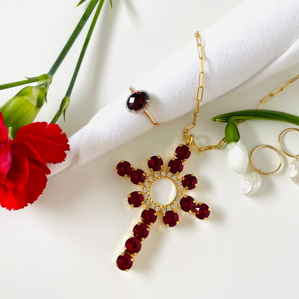 January's Birthstone and Flowers: Garnet, Carnations and Snow Drops