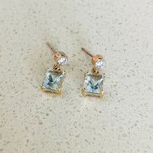 Load image into Gallery viewer, 14k Aquamarine &amp; Diamond Earrings
