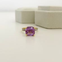 Load image into Gallery viewer, 14k Cushion Cut Amethyst &amp; Diamond Ring
