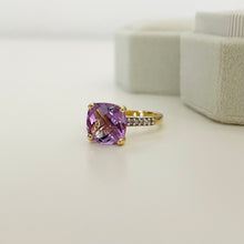 Load image into Gallery viewer, 14k Cushion Cut Amethyst &amp; Diamond Ring
