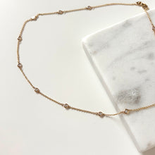Load image into Gallery viewer, 14K Diamond Bezel Station Necklace

