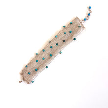 Load image into Gallery viewer, Vintage Sterling Silver &amp; Turquoise Crochet Bracelet
