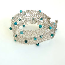 Load image into Gallery viewer, Vintage Sterling Silver &amp; Turquoise Crochet Bracelet

