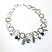 Load image into Gallery viewer, Vintage Sterling Silver Handmade Multi-Link Necklace with Pearls

