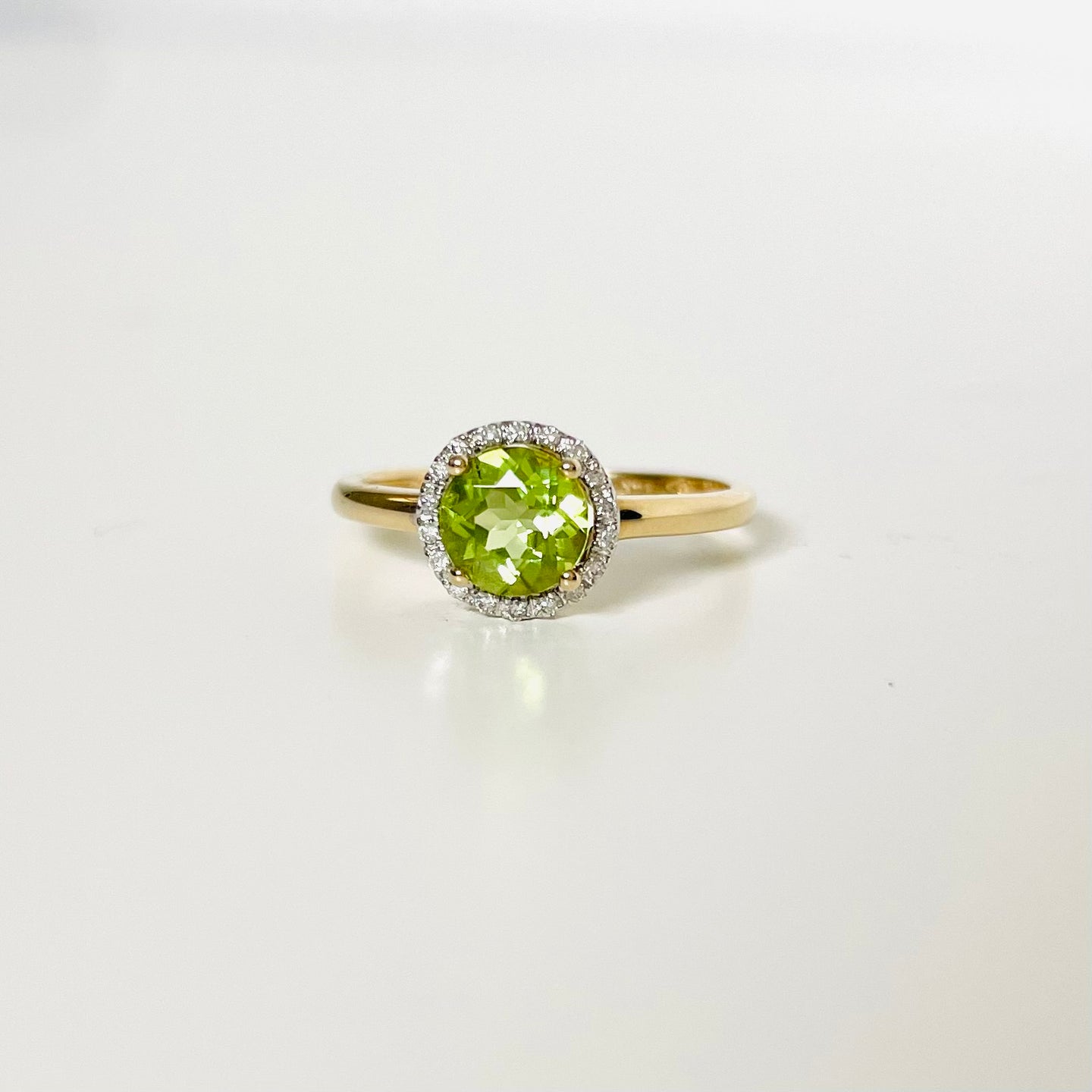 14K Peridot & Diamond Ring