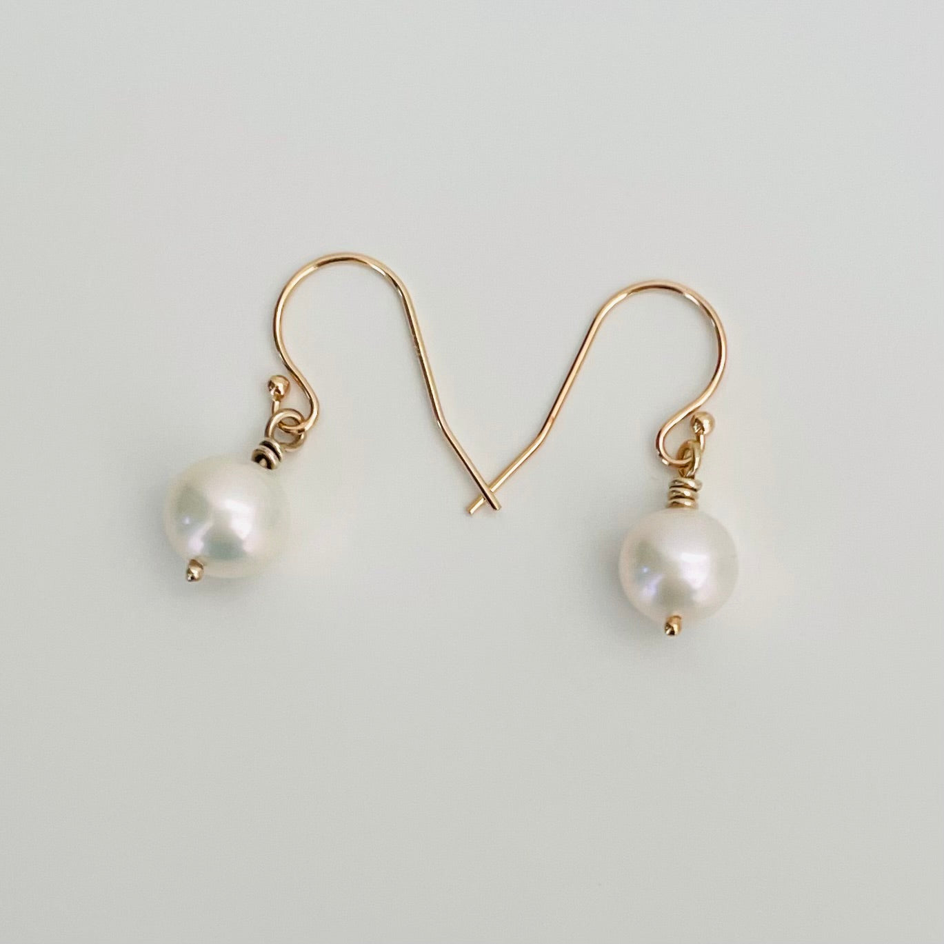 14k Wire Wrapped Pearl Earrings