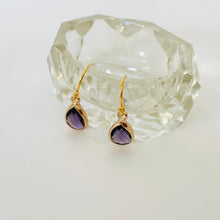 Load image into Gallery viewer, Amethyst Pear Crystal Earrings
