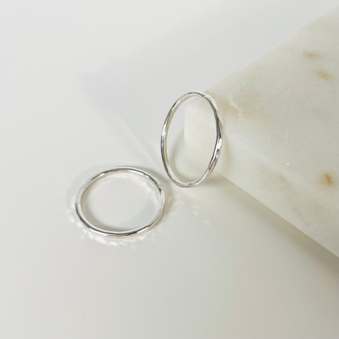 Sterling Silver Hammered Stacking Rings 1 mm