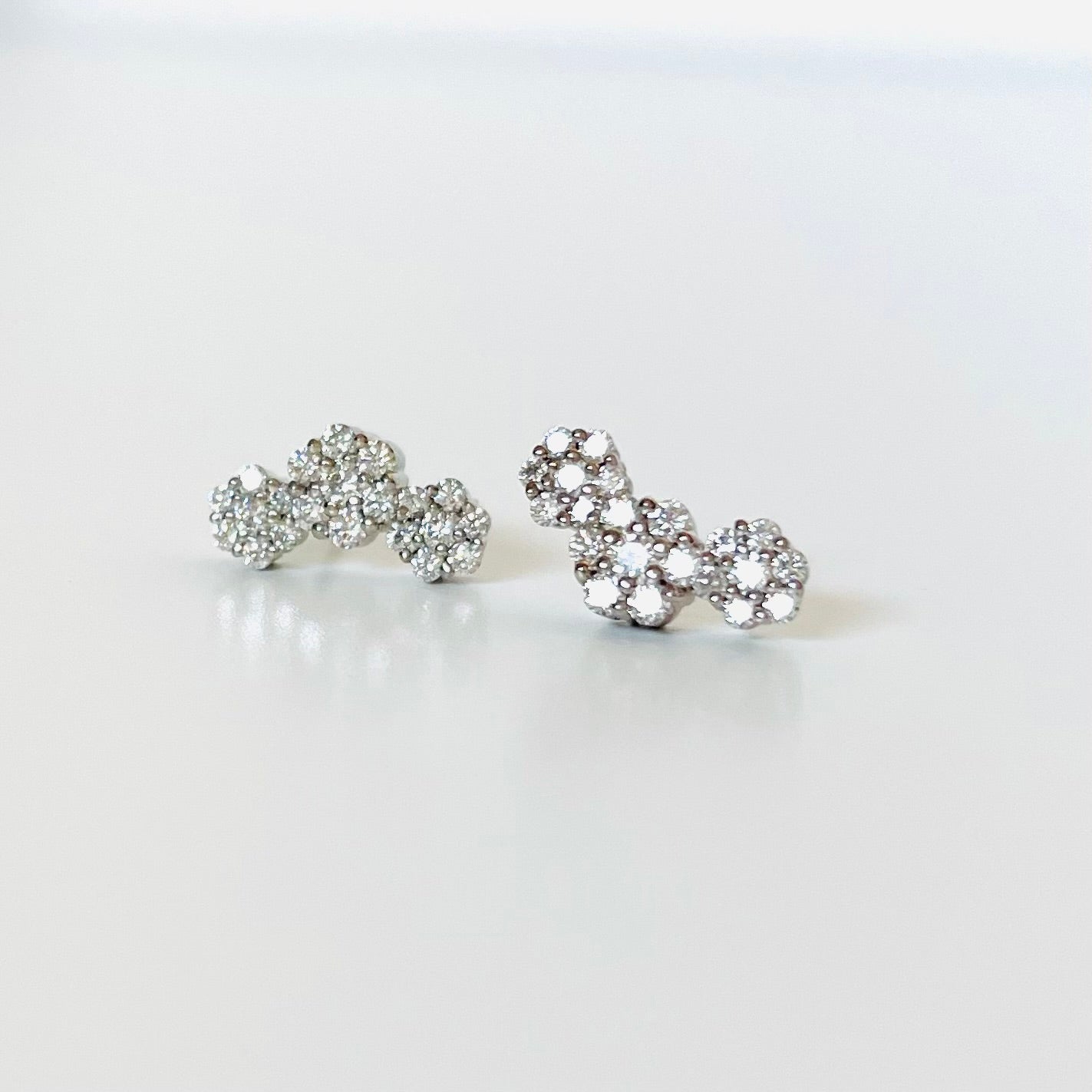 14k Diamond Floral Arc Earrings