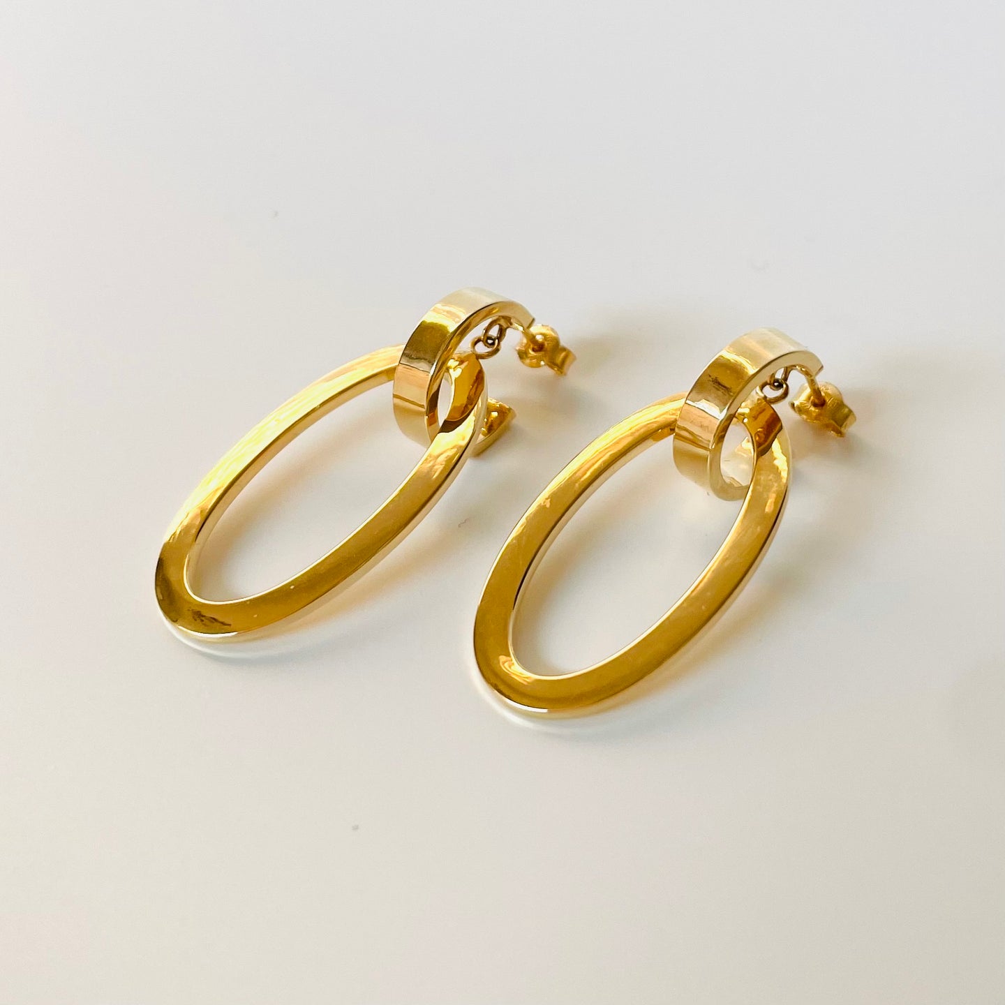 14k Oval Door Knocker Earrings