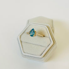 Load image into Gallery viewer, 14K Blue Topaz Pear &amp; Diamond Ring
