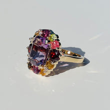 Load image into Gallery viewer, 14k Amethyst, Diamond &amp; Gemstone Cocktail Ring
