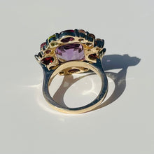 Load image into Gallery viewer, 14k Amethyst, Diamond &amp; Gemstone Cocktail Ring
