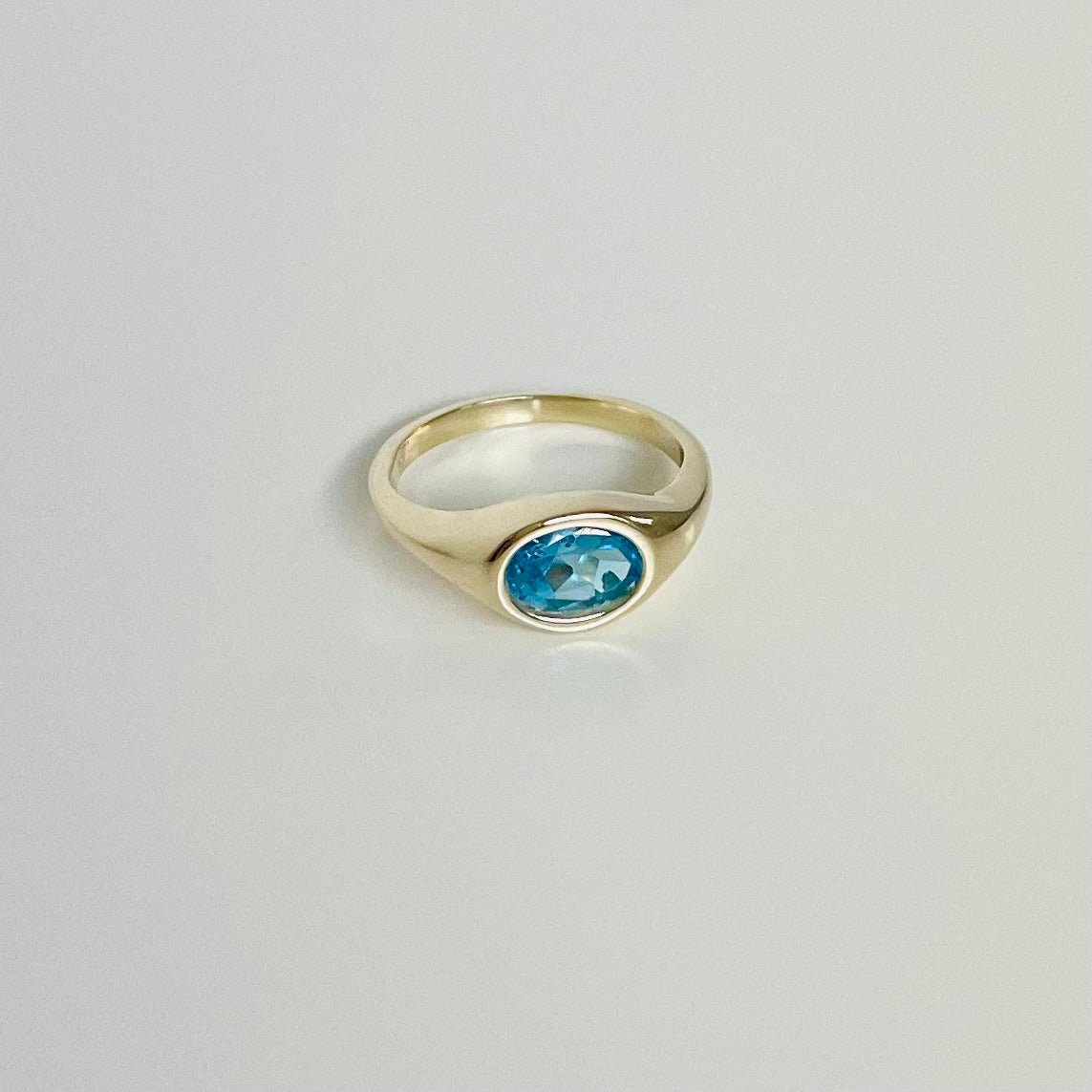 10k Blue Topaz Solitaire Ring