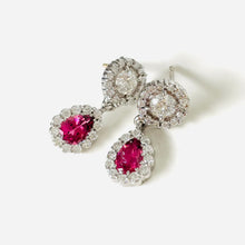 Load image into Gallery viewer, 14k Pink Tourmaline &amp; Diamond Earrings  Breast Cancer Donation
