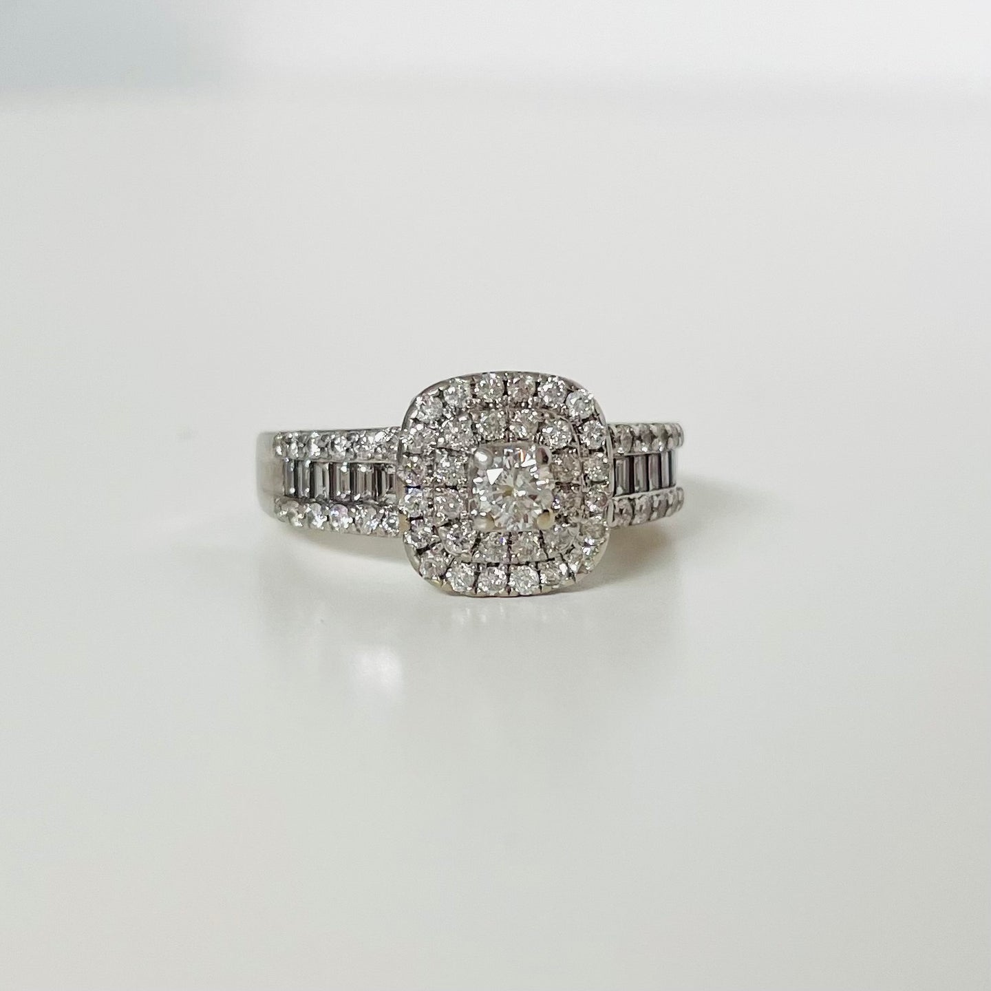 18K Vintage Double Halo Diamond Ring