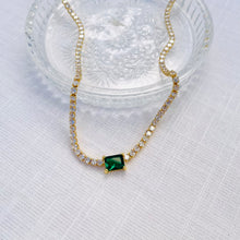 Load image into Gallery viewer, Tennis Necklace with Emerald Crystal
