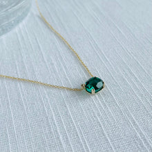 Load image into Gallery viewer, 10K Forthright Oval Synthetic Emerald Necklace
