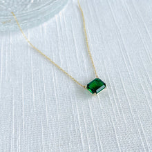 Load image into Gallery viewer, 10K Forthright Emerald Cut Synthetic Emerald Necklace
