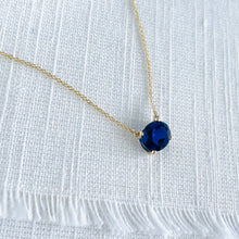 Load image into Gallery viewer, 10K Forthright Oval Synthetic Sapphire Necklace
