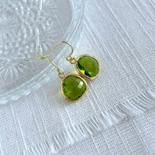 Load image into Gallery viewer, Ear Wires With Bezel Set Peridot Crystals

