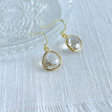 Load image into Gallery viewer, Ear Wires With Bezel Set Clear Crystals
