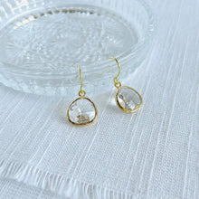 Load image into Gallery viewer, Ear Wires With Bezel Set Clear Crystals
